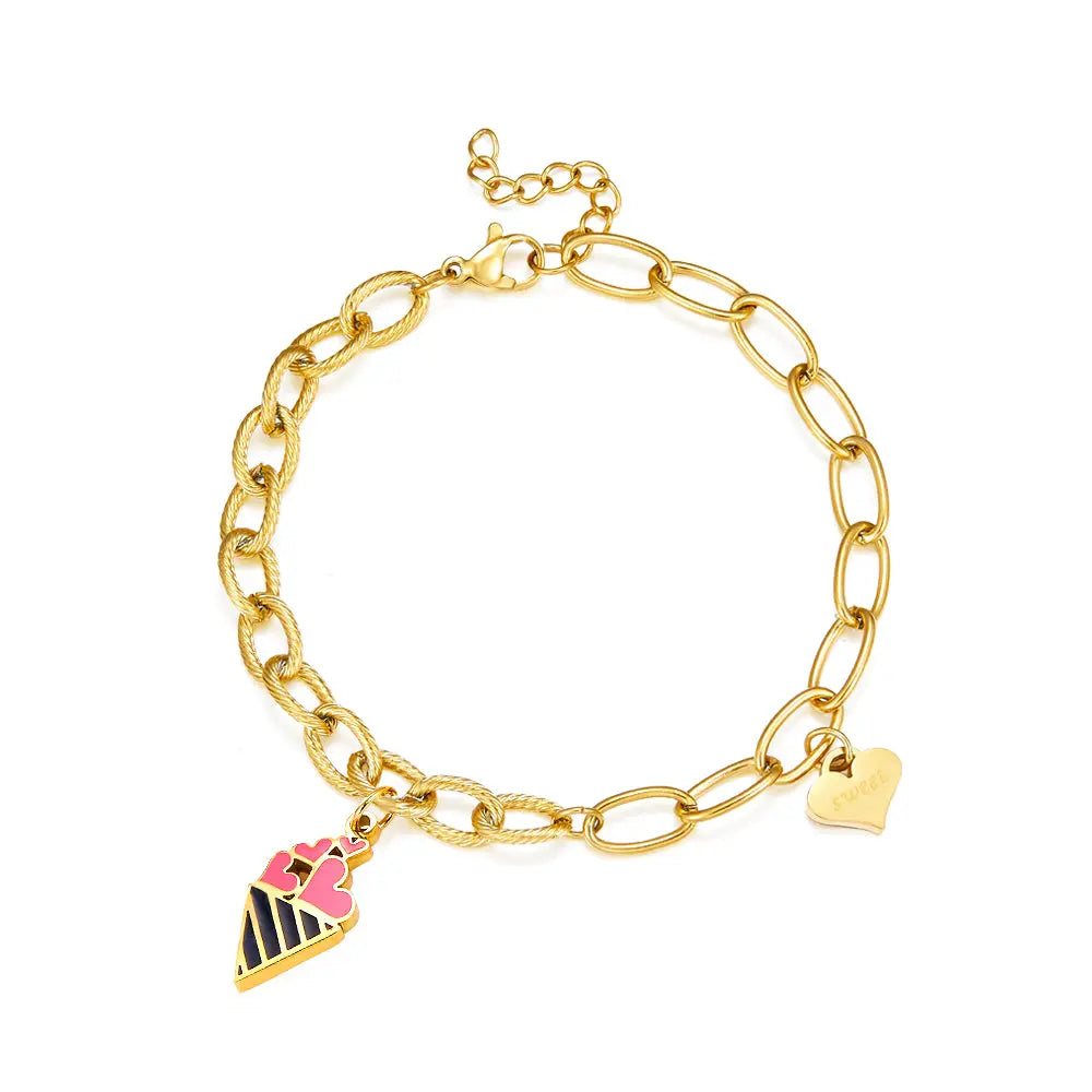 Cone Ice Cream Mixed Color + Heart-shaped Accessories Bracelet asonjewelry